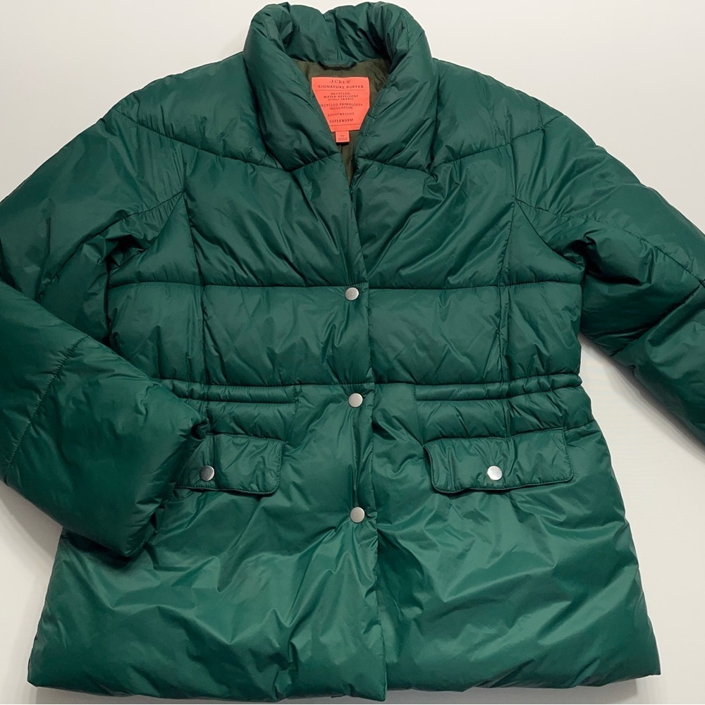 J.Crew Alps Signature Puffer Jacket Womens Size XS Green Primaloft Insulation - Picture 4 of 16